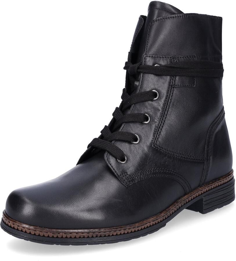 Gabor Zwarte Leren Veterschoenen Black Dames
