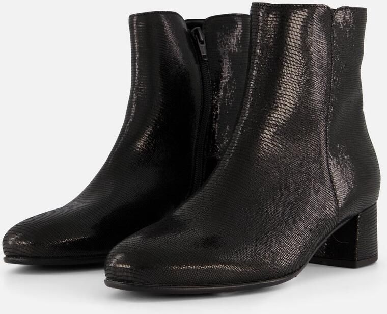 Gabor Elegante Leren Enkellaars Zwart Black Dames