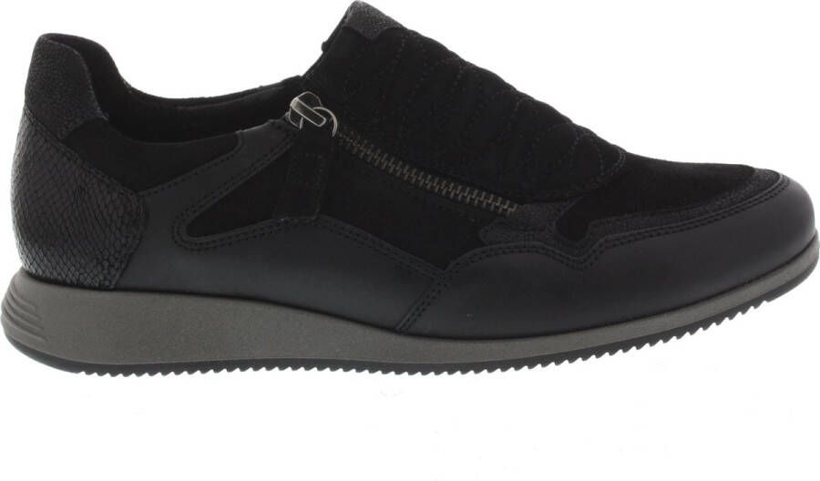 Gabor Moderne Sportieve Zwarte Leren Sneakers Black Dames