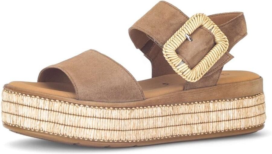 Gabor Dames Sandalen met hak 562 Taupe Suède Plateauzool - Foto 6