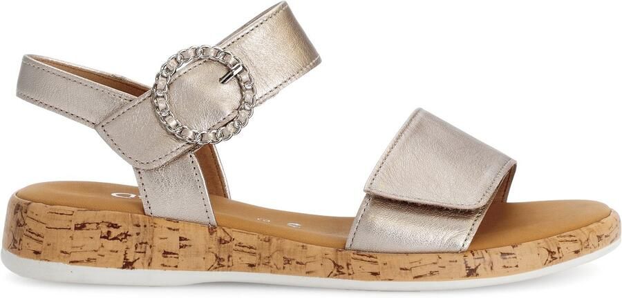 Gabor DAMES SANDALEN BEIGE 82.734.82 SATIN MET LDS PUDER SILB S.KORK