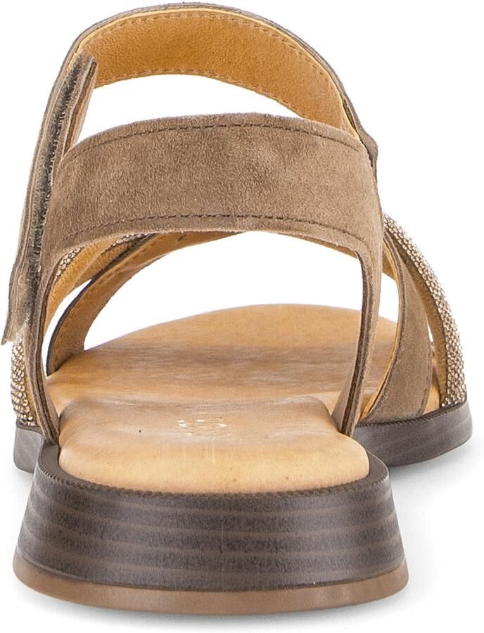 Gabor Sandaal klittenband Platte Hak Bruin Suede Strass - Foto 2
