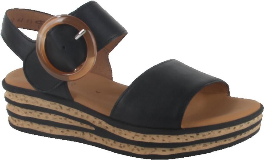 Gabor Dames sandalen met plateau 84.550.27 Zwart leer