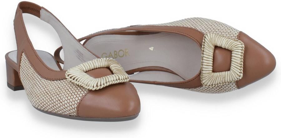 Gabor Dames Slingback Raffia Natur Breedte F Camel - Foto 2