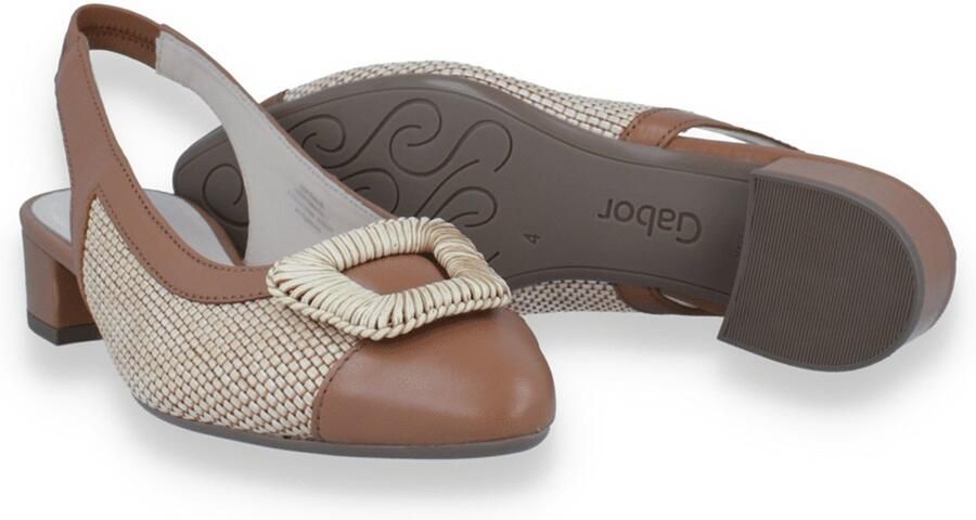 Gabor Dames Slingback Raffia Natur Breedte F Camel - Foto 3