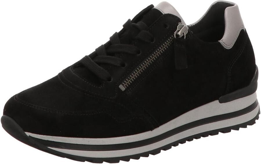 Gabor -art 76.528 67-sneaker-dames-zwart-suede-grijze zool