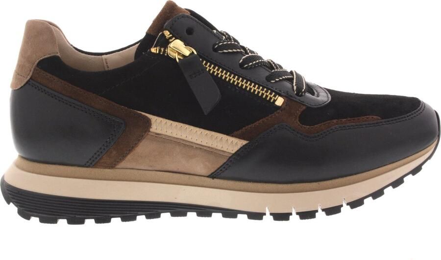 Gabor Stijlvolle Sneakers met Samt Foulard Perl Zwart Dames