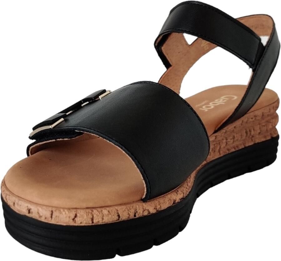 Gabor Zwarte Leren Sandalen Black Dames - Foto 3