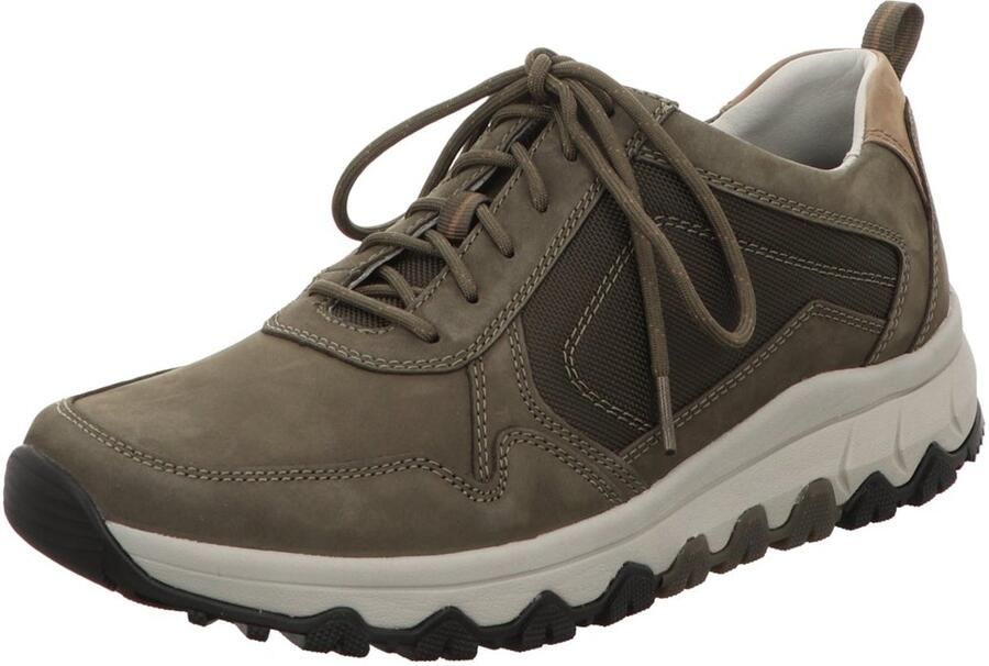 Gabor Rollingsoft Sneakers met sleehak vrijetijdsschoen lage schoen veterschoen met contraststiksels g-breedte