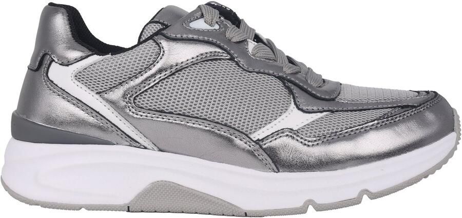Gabor rollingsoft sensitive 56.893.69 dames rollende wandelsneaker zilver
