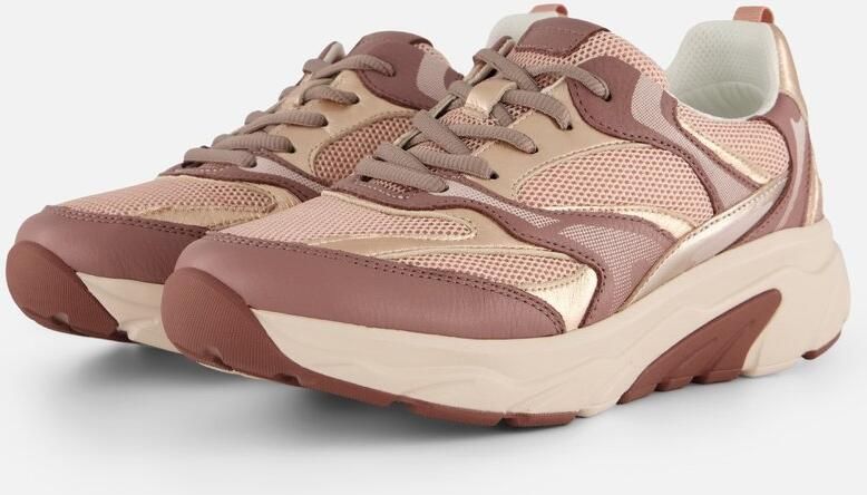 Gabor Rollingsoft Sneaker Zacht Roze Mesh Leer Combi