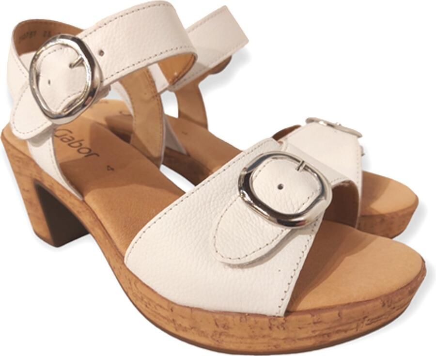 Gabor Comfortabele Leren Hoge Hak Sandalen White Dames - Foto 2