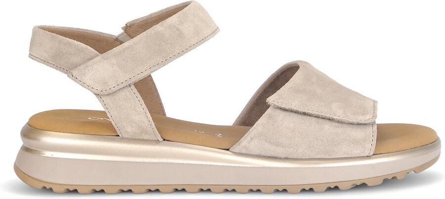 Gabor Sandaal Plat Zand Suede Klittenbanden