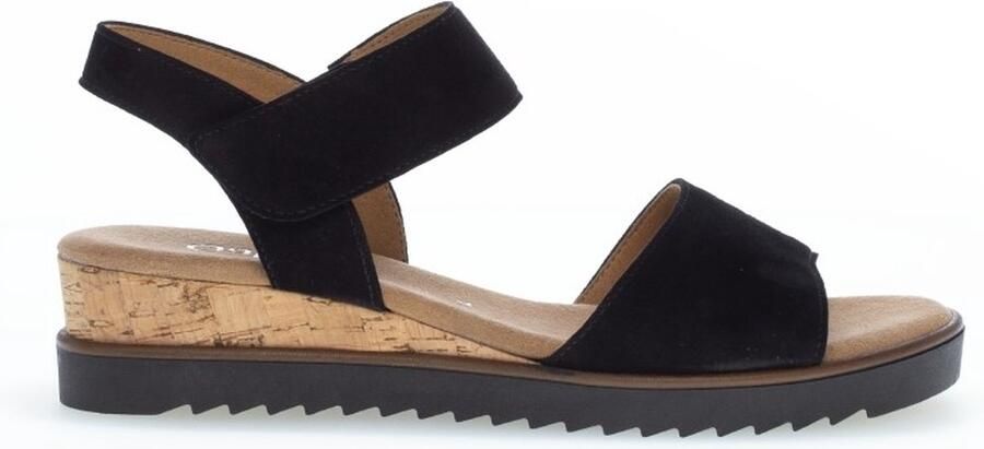 Gabor Sandaal Zwart Suede Kurk Sleehak