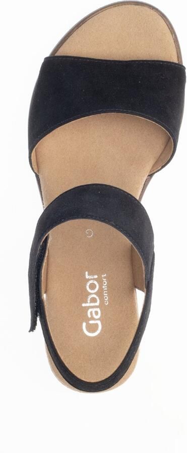 Gabor Sandaal Zwart Suede Kurk Sleehak - Foto 6