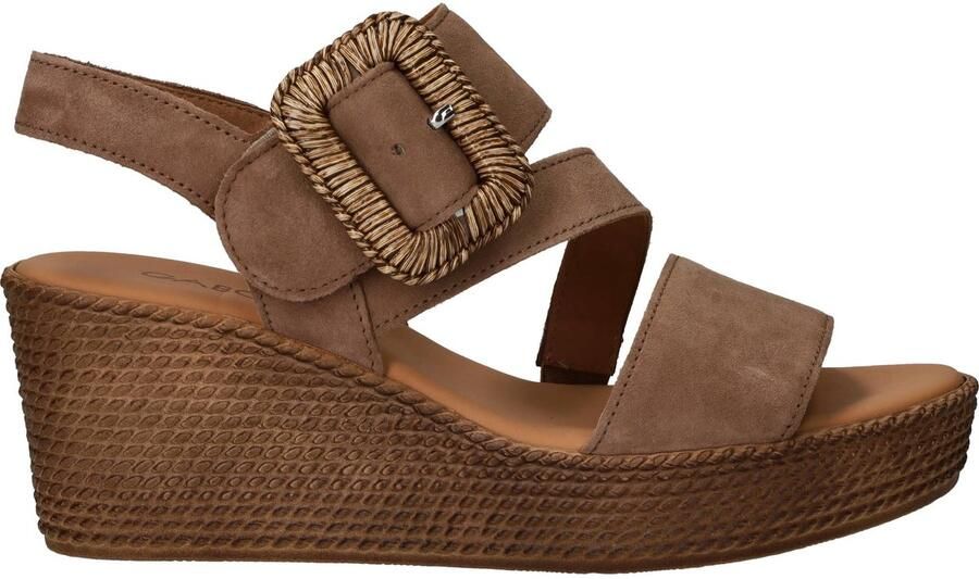 Gabor Dames Sandalen met hak 771 Taupe Suède Sleehak