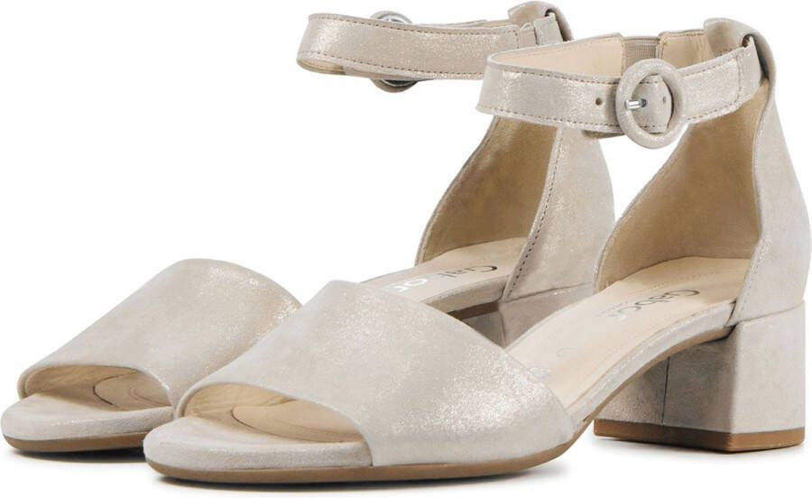 Gabor Sandalen Dames Damesschoenen Suède Blokhak hoogte 4 cm 22.902 glitter Beige - Foto 7