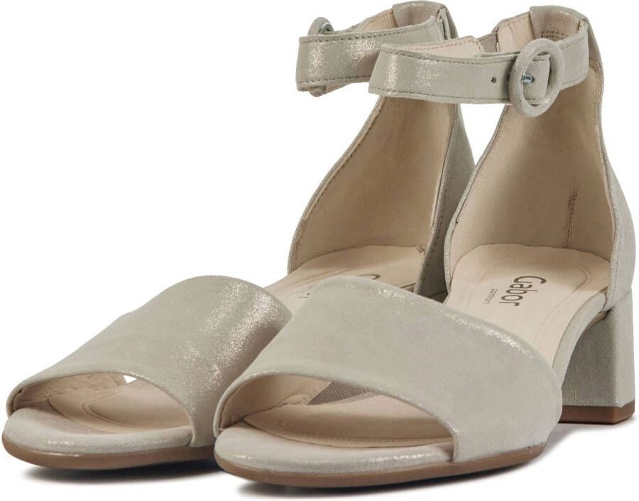 Gabor Sandalen Dames Damesschoenen Suède Blokhak hoogte 4 cm 22.902 glitter Beige - Foto 2