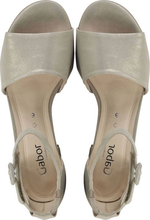 Gabor Sandalen Dames Damesschoenen Suède Blokhak hoogte 4 cm 22.902 glitter Beige - Foto 5