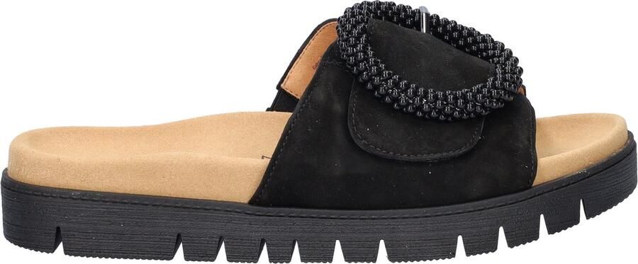 Gabor Slippers plateau zomerschoen slippers met sierparels aan de decoratieve gesp