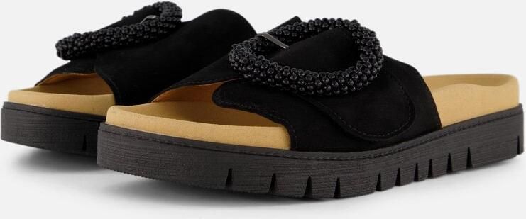 Gabor Slippers plateau zomerschoen slippers met sierparels aan de decoratieve gesp