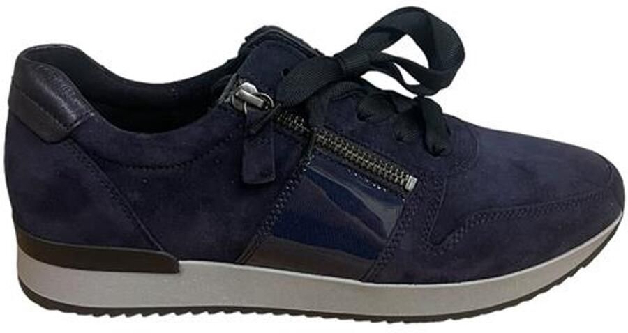 Gabor Sneaker Blauw Nubuck veters 2 Ritsen