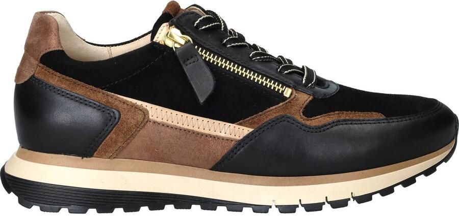 Gabor 6029.01.002 Sneakers Zwart Met Bruin Leer en Suede Dames Zwart - Foto 3