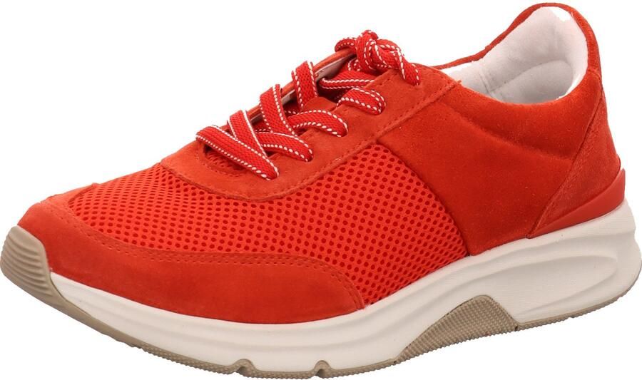 Gabor Rollingsoft Sneakers met sleehak vrijetijdsschoen lage schoen veterschoen logo op de hiel