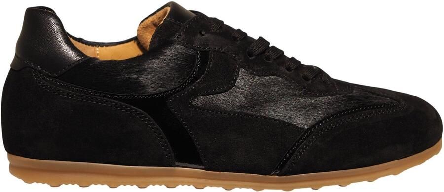 Gabor zwarte suède dames sneakers met ponyhair