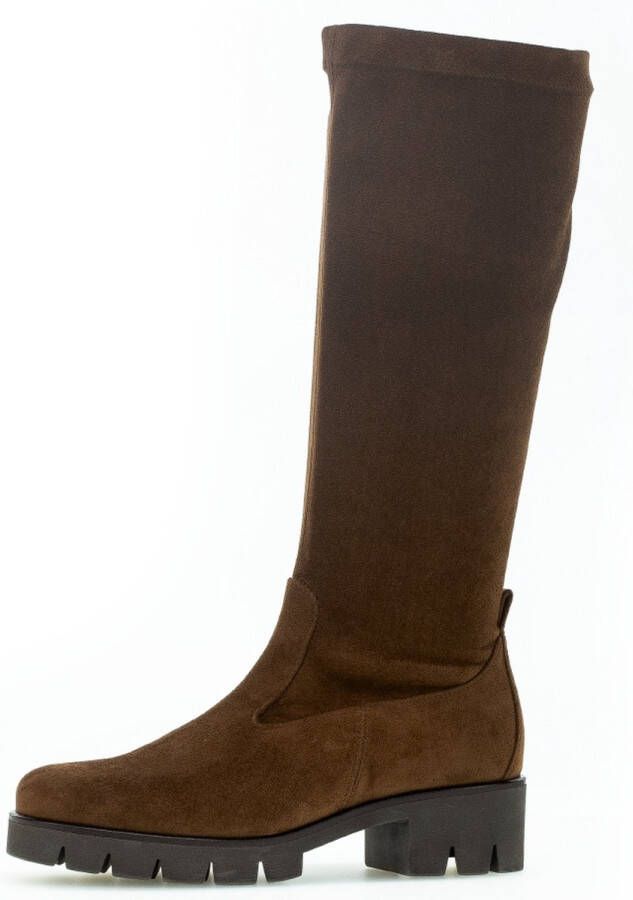 Gabor Velours Cognac Sportlaars met Rits Brown Dames