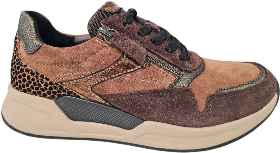 Gabor Rollingsoft Sneakers met sleehak veterschoenen lage schoen vrijetijdsschoen met zijrits