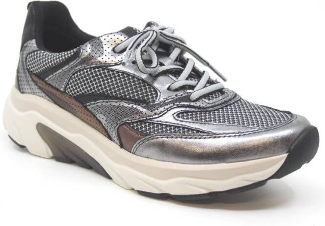Gabor Rollingsoft Sneakers zilver Textiel Dames