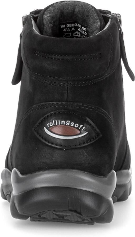 Gabor Rollingsoft Dames half hoge veterschoen Artikel 0800.01.001 Zwart Suede