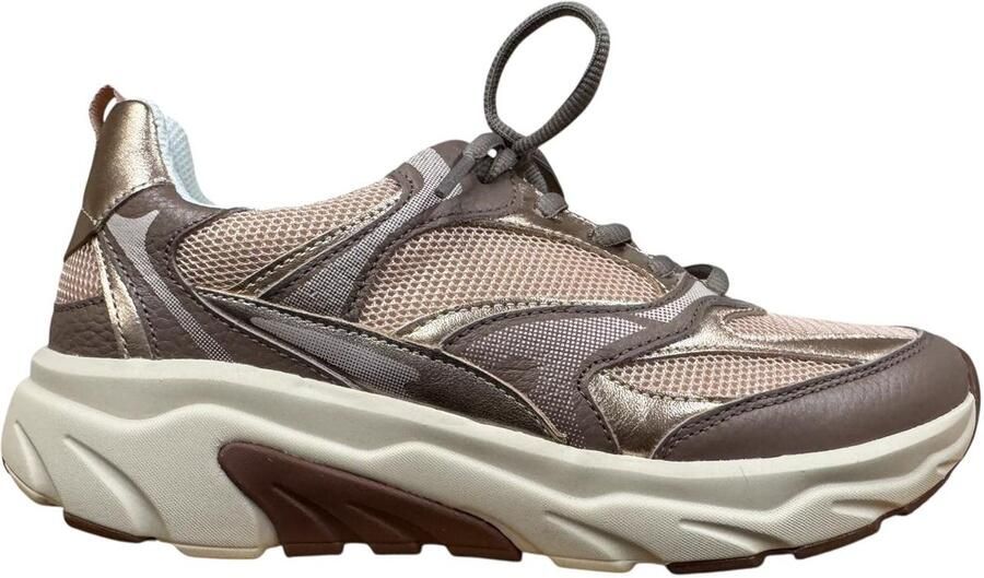 Gabor Rollingsoft Sneaker Zacht Roze Mesh Leer Combi