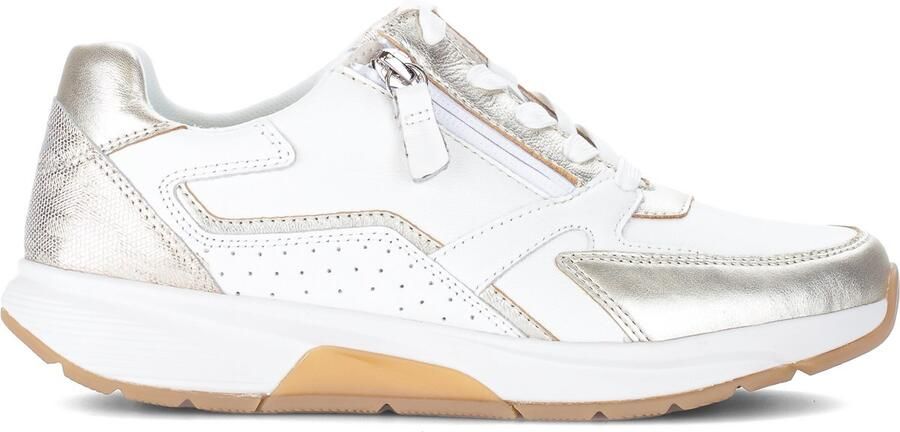 Gabor Rollingsoft Sneaker Veter en Rits Wit Goud Leer