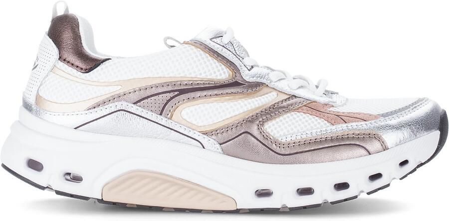 Gabor Rollingsoft Sneaker Wit Mesh Metalli