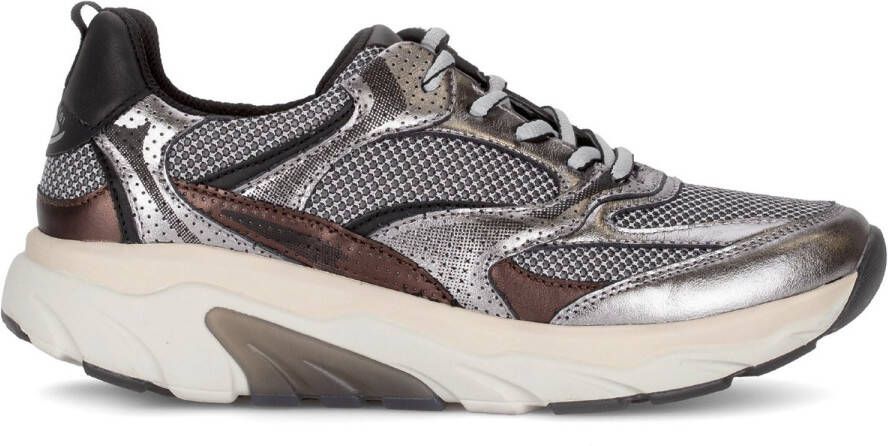Gabor Rollingsoft Sneaker Zilver Zwart Mesh