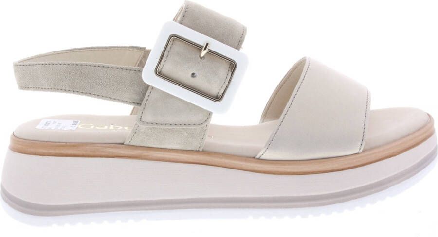 Gabor Comfortabele leren sandalen met klittenbandsluiting Beige Dames