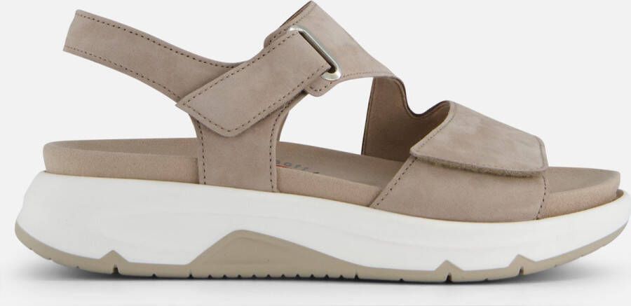 Gabor Fluwelen Leren Sandalen Beige Dames