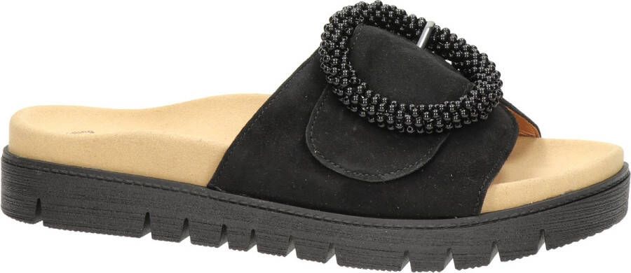 Gabor Slippers plateau zomerschoen slippers met sierparels aan de decoratieve gesp