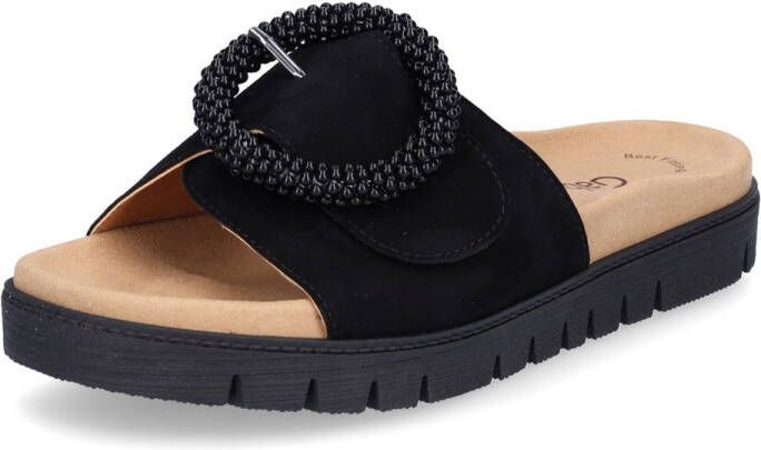 Gabor Slippers plateau zomerschoen slippers met sierparels aan de decoratieve gesp