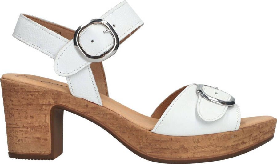 Gabor Comfortabele Leren Hoge Hak Sandalen White Dames