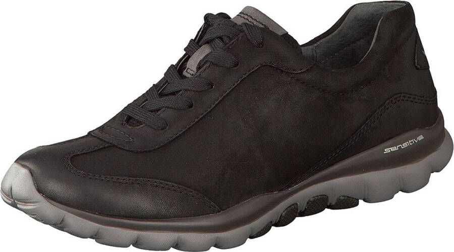 Gabor rollingsoft 96.965.47 nubuck lederen loopschoen voor dames zwart