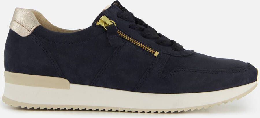 Gabor Blauwe Leren Sneaker met Uitneembaar Voetbed en Ritssluiting Blue Dames
