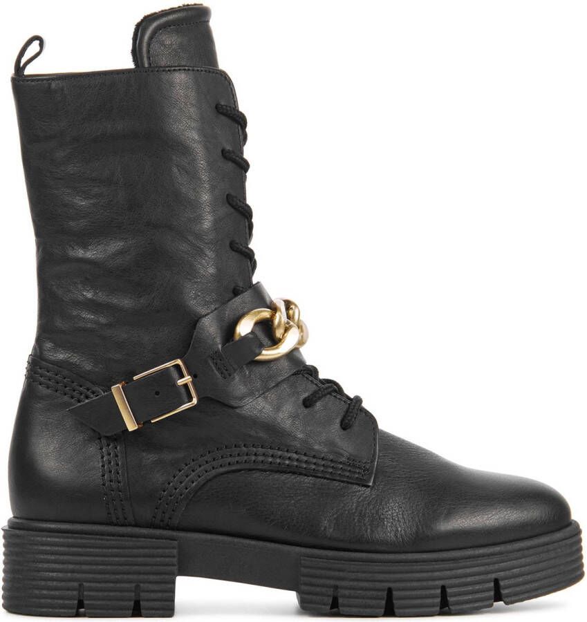 Gabor Veterboots Dames Laarzen Damesschoenen Leer 92.743.37 Zwart