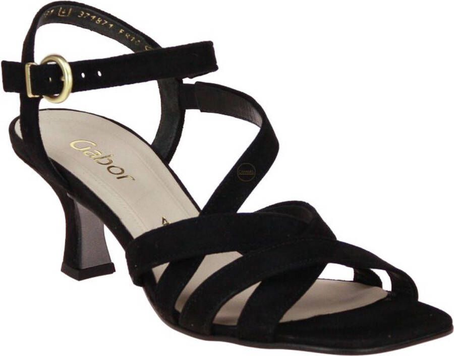 Gabor Velours Sandaal met Trichterabsatz Black Dames