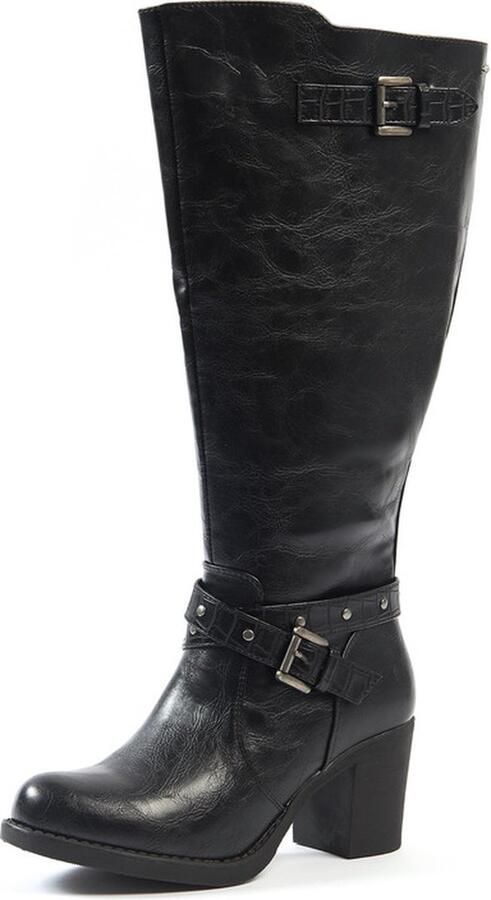 Gabylou XL Laarzen met hoge vierkante hak voor BREDE KUITEN Model Chrystel kleur cognac - Foto 4