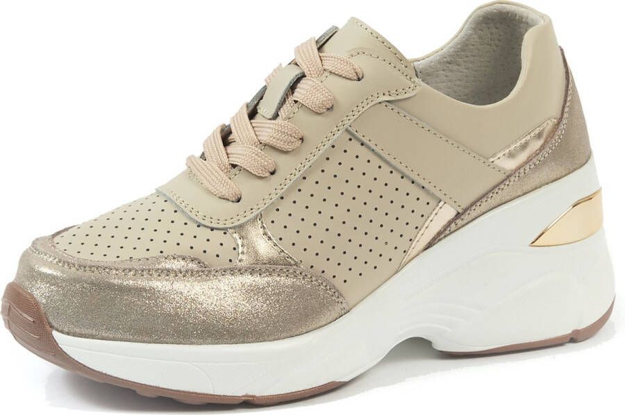 Gabylou Leren comfort sneakers Grote voeten Julie model Beige