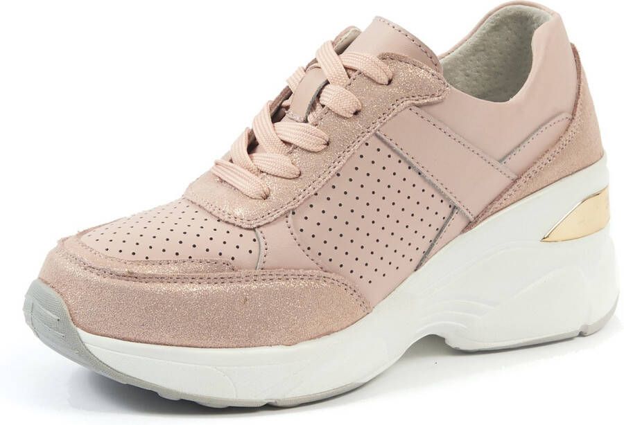 Gabylou Leren comfort sneakers Grote voeten Julie model Beige