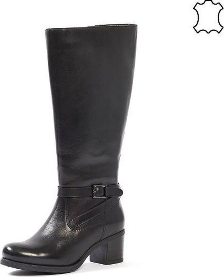 Gabylou XL LEREN laarzen met hak voor BREDE KUITEN Model Lily kleur zwart -  Schoenen.nl